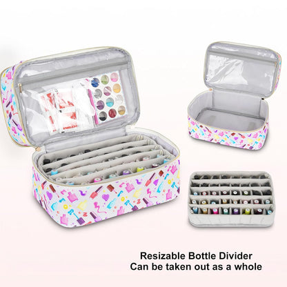 Nail Polish Organizer,Double-Layer Nail Organizers and Storage,Nail Polish Carrying Case for 40 Bottles (15ml-0.5 fl.oz) and Nail Lamp,Portable Nail Polish Holder for Nail Supplies,Mint Green