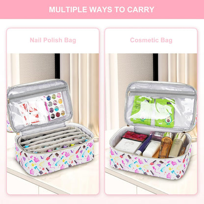 Nail Polish Organizer,Double-Layer Nail Organizers and Storage,Nail Polish Carrying Case for 40 Bottles (15ml-0.5 fl.oz) and Nail Lamp,Portable Nail Polish Holder for Nail Supplies,Mint Green