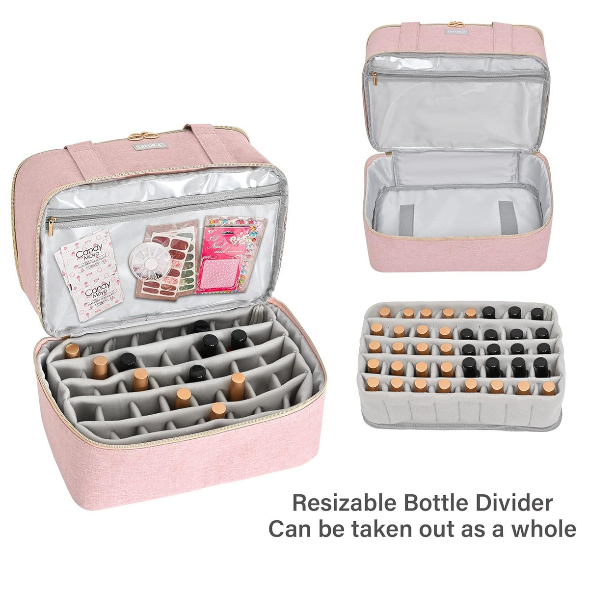 Nail Polish Organizer,Double-Layer Nail Organizers and Storage,Nail Polish Carrying Case for 40 Bottles (15ml-0.5 fl.oz) and Nail Lamp,Portable Nail Polish Holder for Nail Supplies,Mint Green