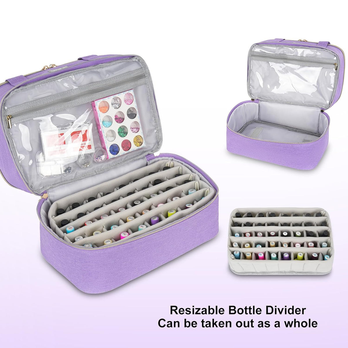 Nail Polish Organizer,Double-Layer Nail Organizers and Storage,Nail Polish Carrying Case for 40 Bottles (15ml-0.5 fl.oz) and Nail Lamp,Portable Nail Polish Holder for Nail Supplies,Mint Green