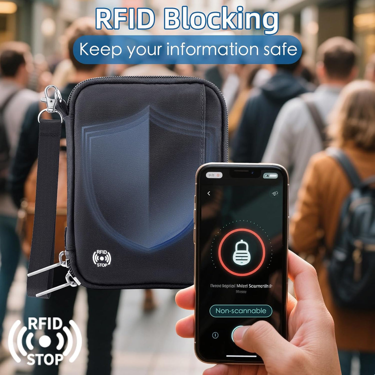 Passport Holder for Travel - RFID Blocking Travel Wallet Essentials Organizer with Card Slots & Zipper Pocket (Women/Men)