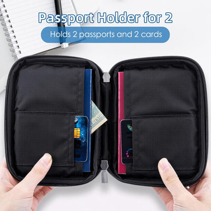 Passport Holder for Travel - RFID Blocking Travel Wallet Essentials Organizer with Card Slots & Zipper Pocket (Women/Men)