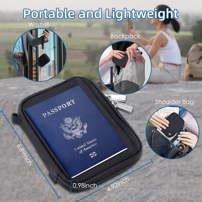 Passport Holder for Travel - RFID Blocking Travel Wallet Essentials Organizer with Card Slots & Zipper Pocket (Women/Men)