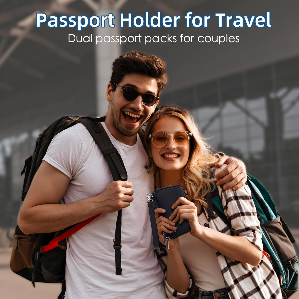 Passport Holder for Travel - RFID Blocking Travel Wallet Essentials Organizer with Card Slots & Zipper Pocket (Women/Men)