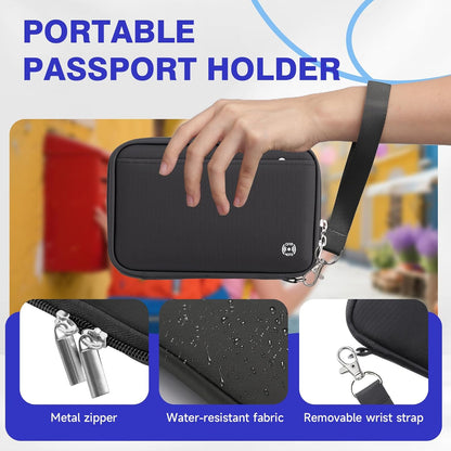 Passport Holder for Travel - RFID Blocking Travel Wallet Essentials Organizer with Card Slots & Zipper Pocket (Women/Men)