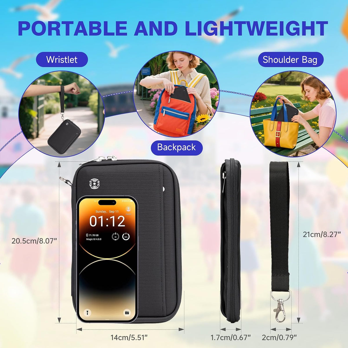 Passport Holder for Travel - RFID Blocking Travel Wallet Essentials Organizer with Card Slots & Zipper Pocket (Women/Men)