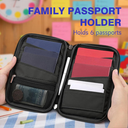 Passport Holder for Travel - RFID Blocking Travel Wallet Essentials Organizer with Card Slots & Zipper Pocket (Women/Men)