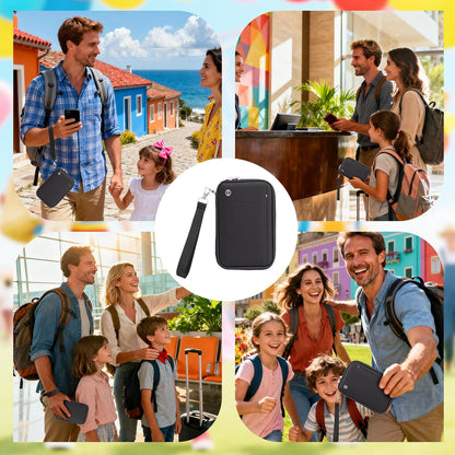 Passport Holder for Travel - RFID Blocking Travel Wallet Essentials Organizer with Card Slots & Zipper Pocket (Women/Men)
