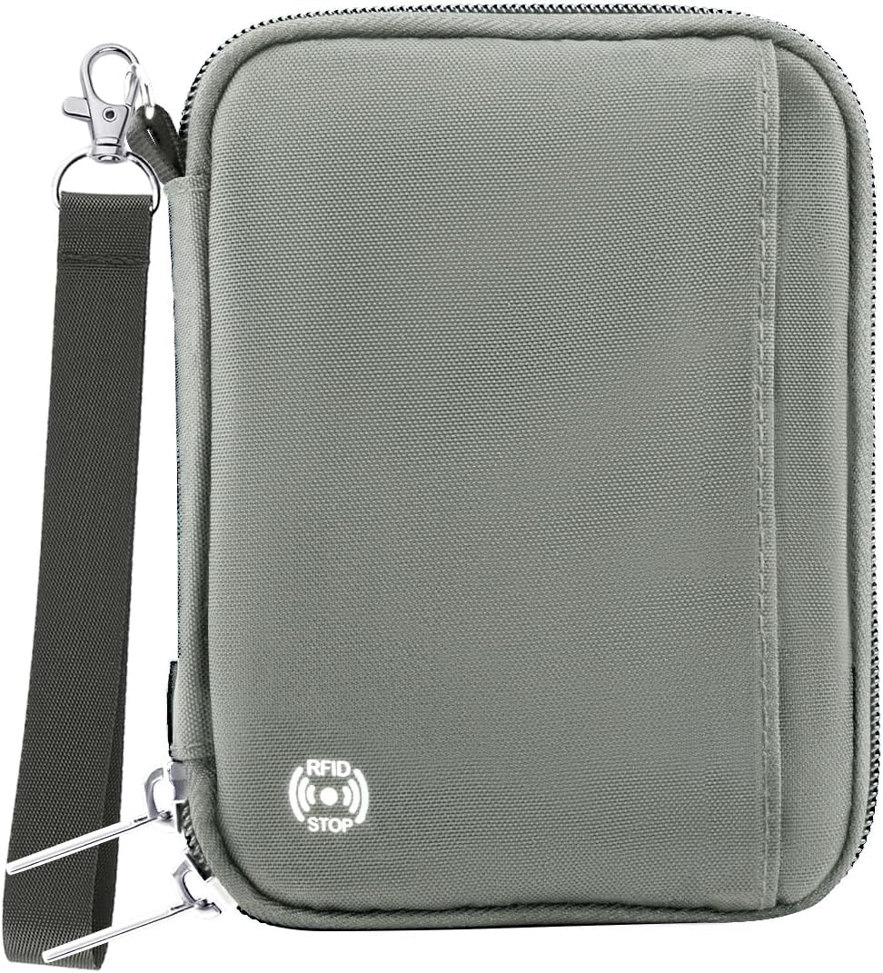 Passport Holder for Travel - RFID Blocking Travel Wallet Essentials Organizer with Card Slots & Zipper Pocket (Women/Men)