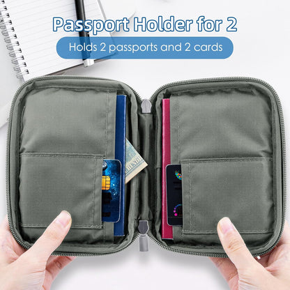 Passport Holder for Travel - RFID Blocking Travel Wallet Essentials Organizer with Card Slots & Zipper Pocket (Women/Men)