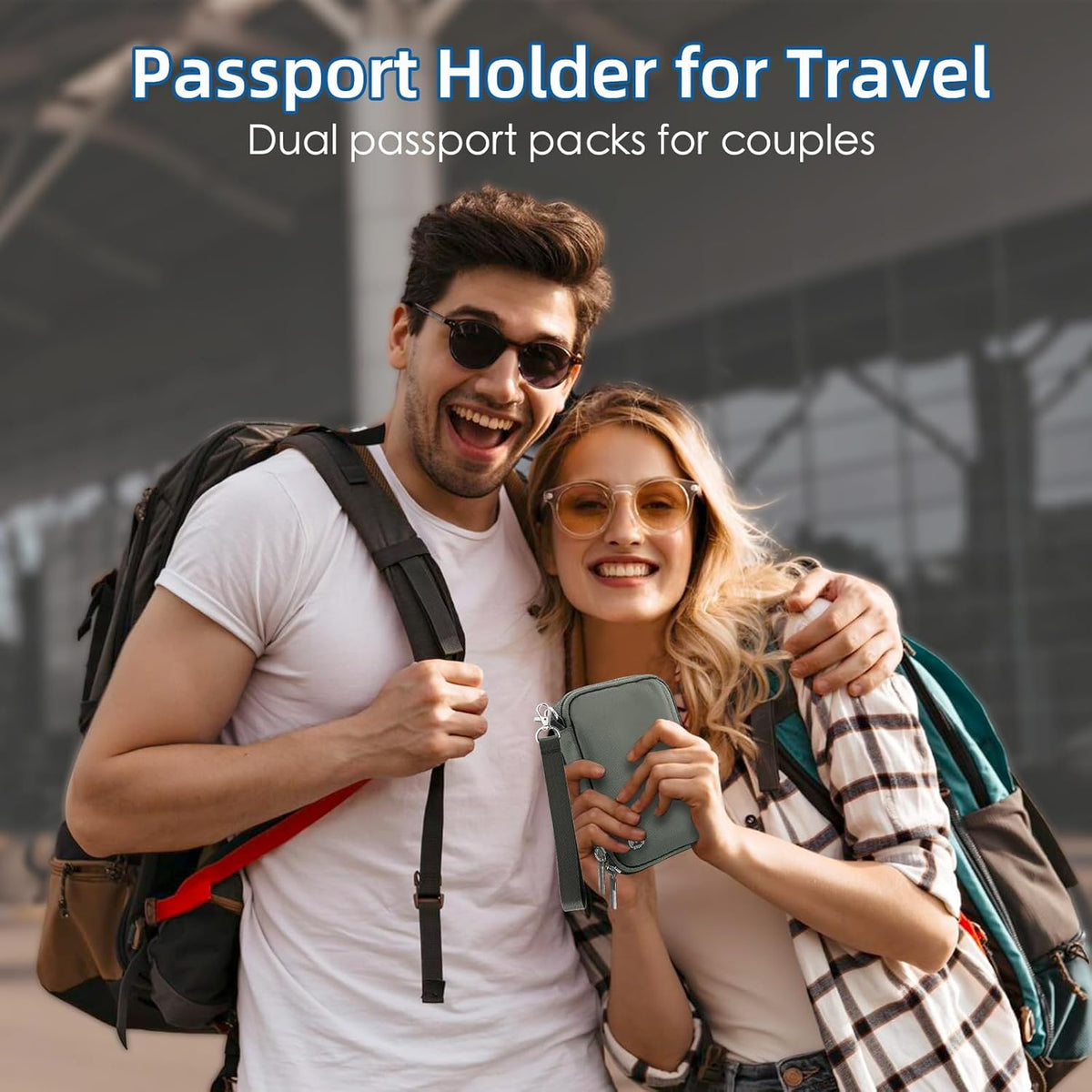 Passport Holder for Travel - RFID Blocking Travel Wallet Essentials Organizer with Card Slots & Zipper Pocket (Women/Men)