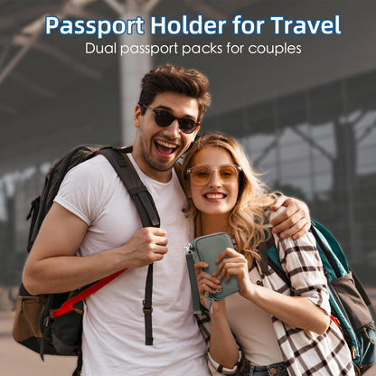 Passport Holder for Travel - RFID Blocking Travel Wallet Essentials Organizer with Card Slots & Zipper Pocket (Women/Men)