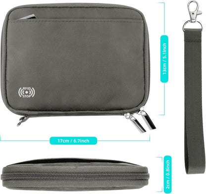 Passport Holder for Travel - RFID Blocking Travel Wallet Essentials Organizer with Card Slots & Zipper Pocket (Women/Men)