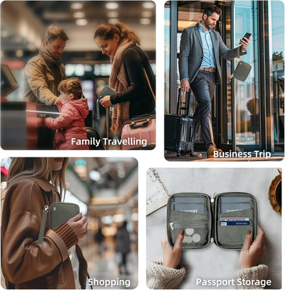 Passport Holder for Travel - RFID Blocking Travel Wallet Essentials Organizer with Card Slots & Zipper Pocket (Women/Men)