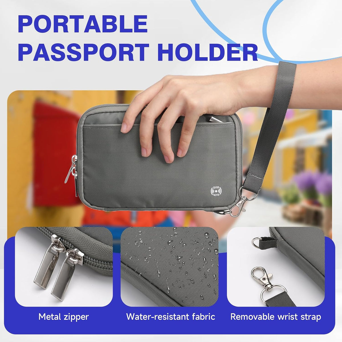 Passport Holder for Travel - RFID Blocking Travel Wallet Essentials Organizer with Card Slots & Zipper Pocket (Women/Men)