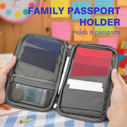 Passport Holder for Travel - RFID Blocking Travel Wallet Essentials Organizer with Card Slots & Zipper Pocket (Women/Men)