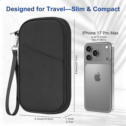 Family Passport Holder for Travel with RFID Blocking, Traveling Essentials Organizer Pouch Bag, Light Passport Wallet for Travel Must Haves Accessories for Women Men