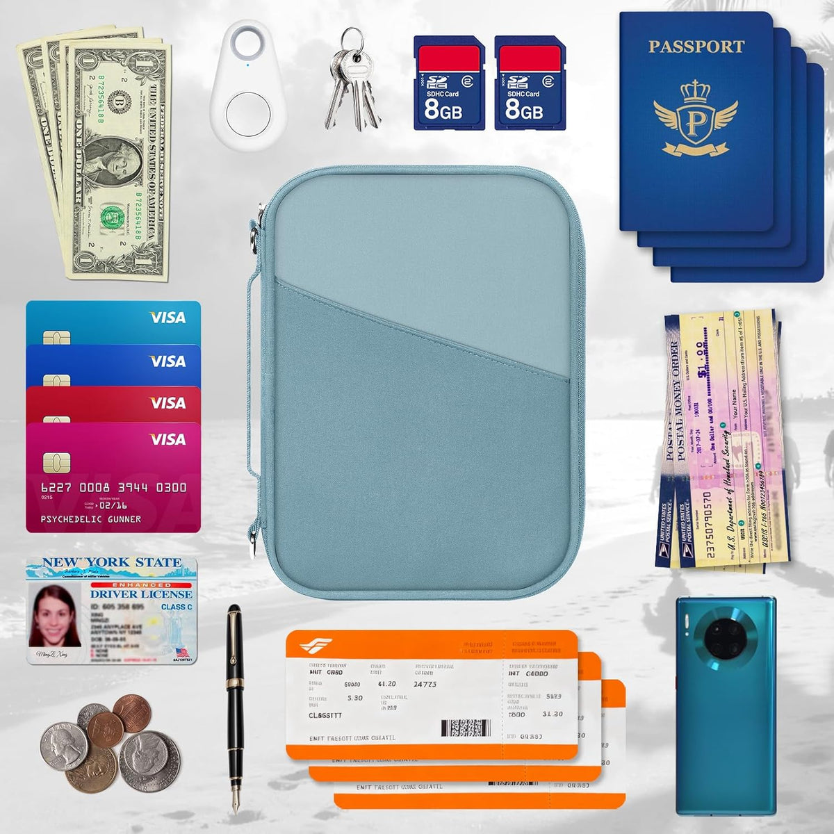 Family Passport Holder for Travel with RFID Blocking, Traveling Essentials Organizer Pouch Bag, Light Passport Wallet for Travel Must Haves Accessories for Women Men