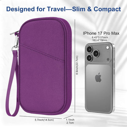 Family Passport Holder for Travel with RFID Blocking, Traveling Essentials Organizer Pouch Bag, Light Passport Wallet for Travel Must Haves Accessories for Women Men