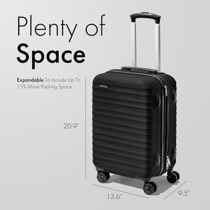 21 Inch Carry On Luggage Hardside Spinner, Lightweight and Expandable, Suitcase Rolling Carryon w/ 4 Wheels, Blue, Not Made In China