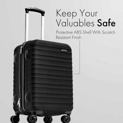 21 Inch Carry On Luggage Hardside Spinner, Lightweight and Expandable, Suitcase Rolling Carryon w/ 4 Wheels, Blue, Not Made In China
