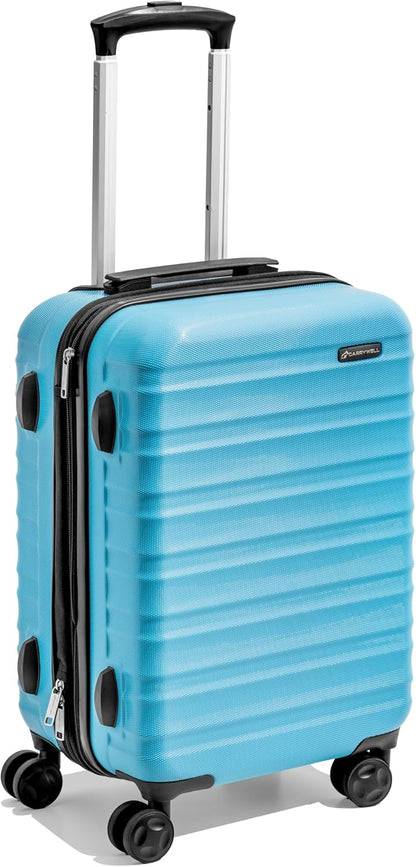 21 Inch Carry On Luggage Hardside Spinner, Lightweight and Expandable, Suitcase Rolling Carryon w/ 4 Wheels, Blue, Not Made In China