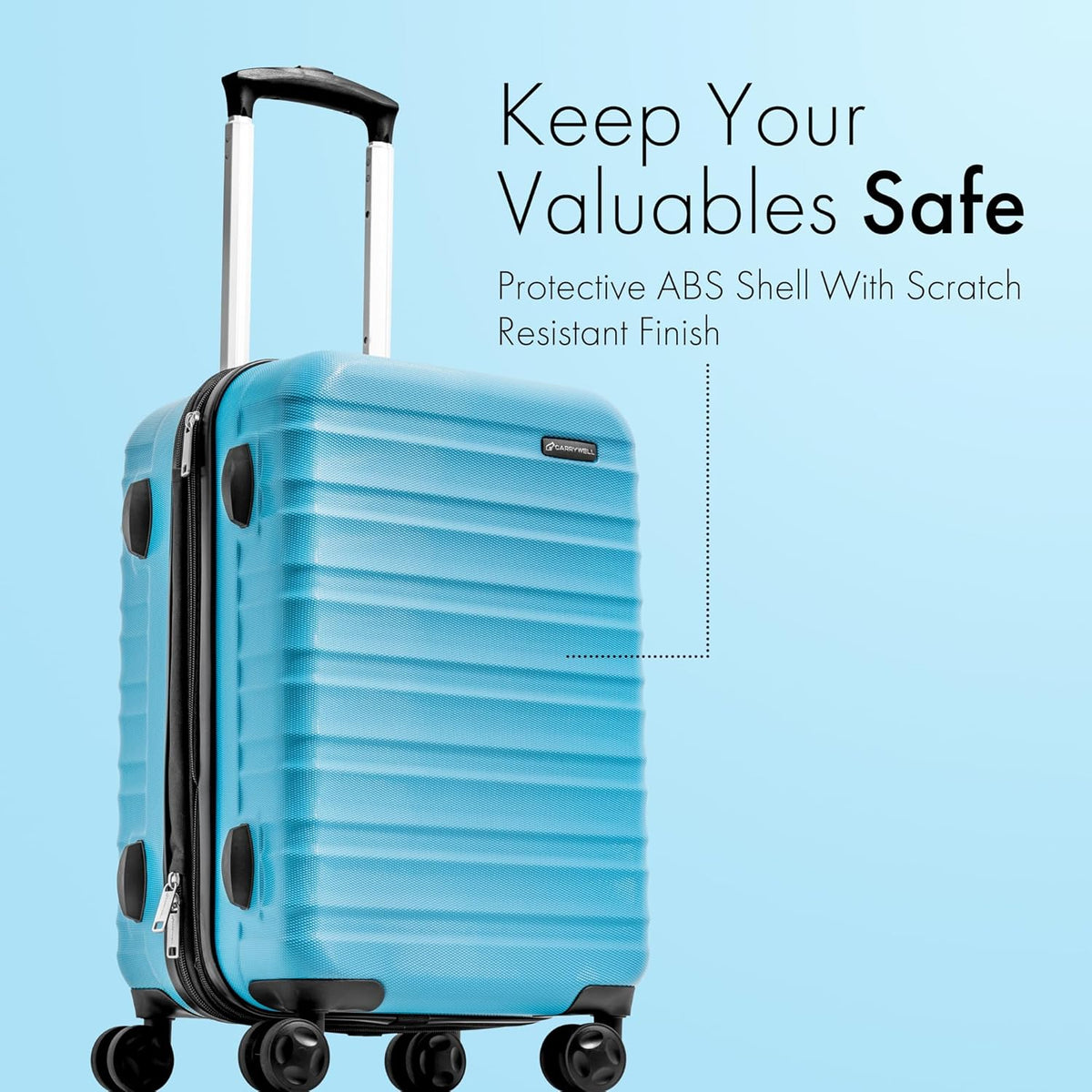 21 Inch Carry On Luggage Hardside Spinner, Lightweight and Expandable, Suitcase Rolling Carryon w/ 4 Wheels, Blue, Not Made In China