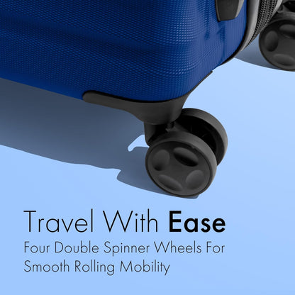 21 Inch Carry On Luggage Hardside Spinner, Lightweight and Expandable, Suitcase Rolling Carryon w/ 4 Wheels, Blue, Not Made In China