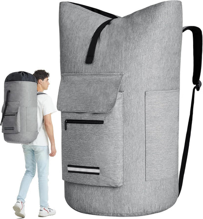 Laundry Bag Extra Large 115L, Laundry Backpack Bag, Laundry Bags Extra Large Heavy Duty, Laundry Bag with Straps, Clothes Hamper Bags with 4 Pockets, College Laundromat Backpack for Dorm Room
