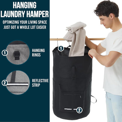 Laundry Bag Extra Large 115L, Laundry Backpack Bag, Laundry Bags Extra Large Heavy Duty, Laundry Bag with Straps, Clothes Hamper Bags with 4 Pockets, College Laundromat Backpack for Dorm Room