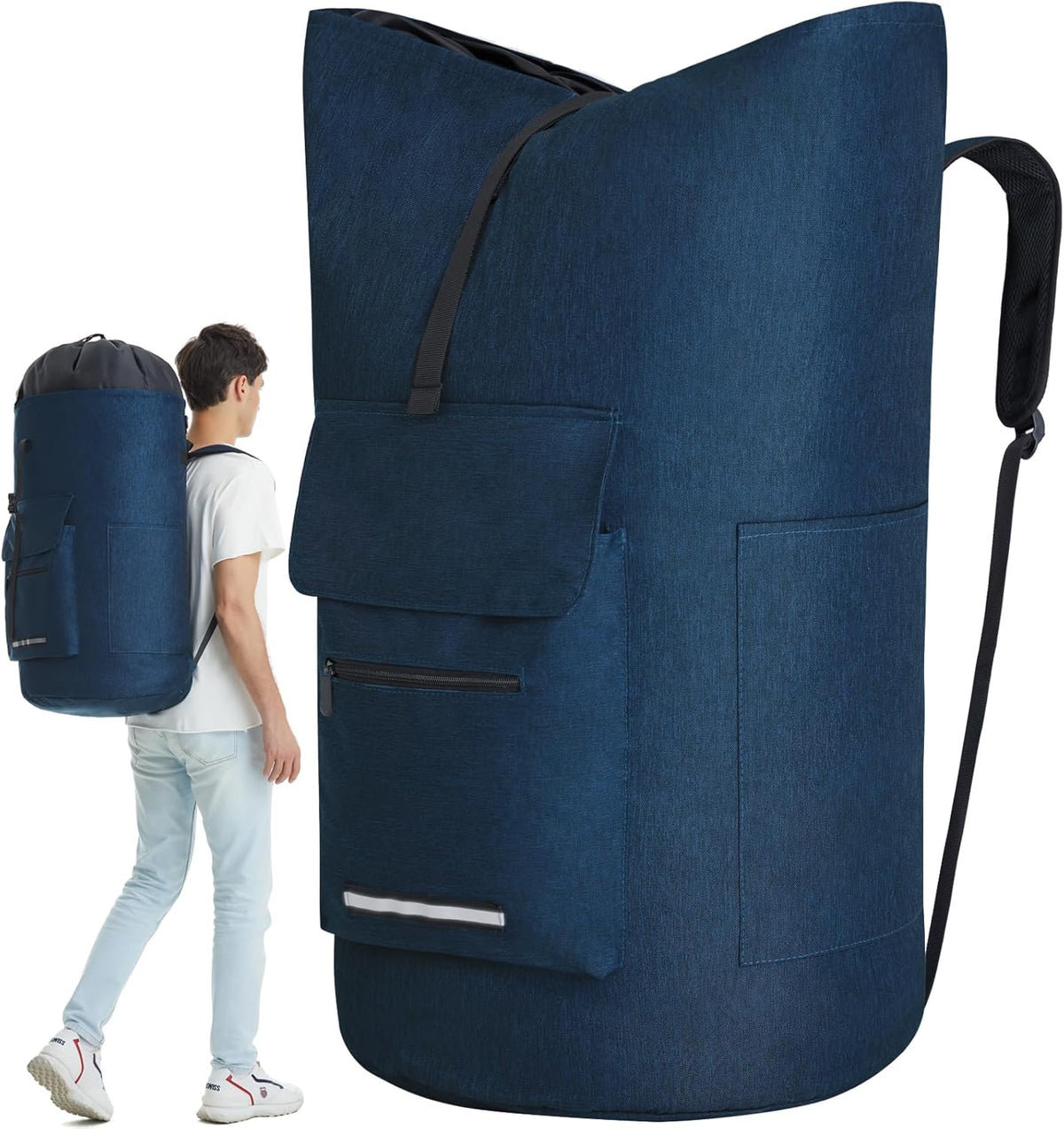 Laundry Bag Extra Large 115L, Laundry Backpack Bag, Laundry Bags Extra Large Heavy Duty, Laundry Bag with Straps, Clothes Hamper Bags with 4 Pockets, College Laundromat Backpack for Dorm Room