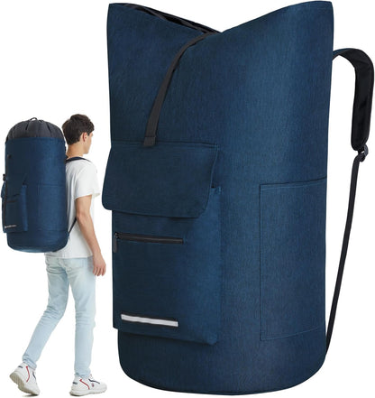 Laundry Bag Extra Large 115L, Laundry Backpack Bag, Laundry Bags Extra Large Heavy Duty, Laundry Bag with Straps, Clothes Hamper Bags with 4 Pockets, College Laundromat Backpack for Dorm Room