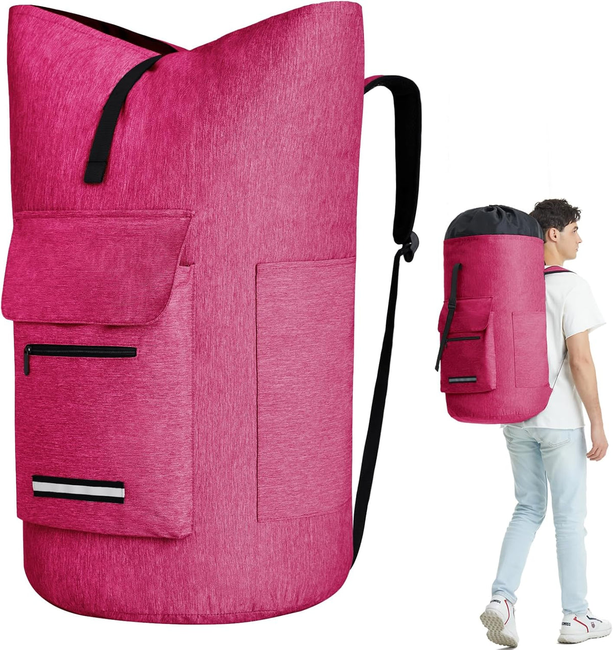 Laundry Bag Extra Large 115L, Laundry Backpack Bag, Laundry Bags Extra Large Heavy Duty, Laundry Bag with Straps, Clothes Hamper Bags with 4 Pockets, College Laundromat Backpack for Dorm Room