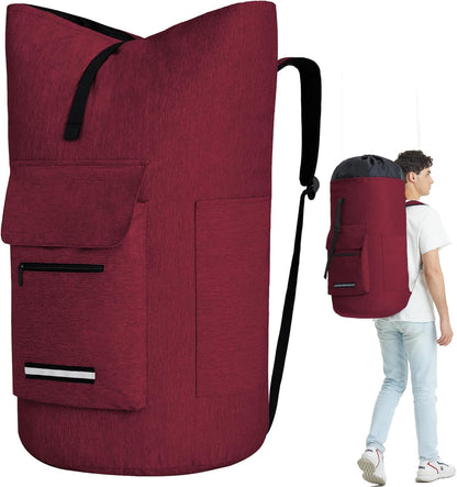 Laundry Bag Extra Large 115L, Laundry Backpack Bag, Laundry Bags Extra Large Heavy Duty, Laundry Bag with Straps, Clothes Hamper Bags with 4 Pockets, College Laundromat Backpack for Dorm Room
