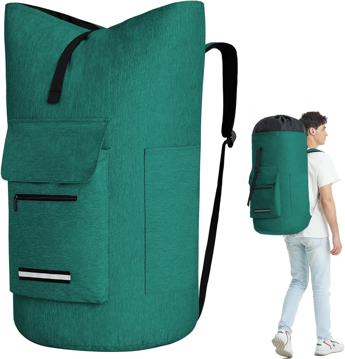 Laundry Bag Extra Large 115L, Laundry Backpack Bag, Laundry Bags Extra Large Heavy Duty, Laundry Bag with Straps, Clothes Hamper Bags with 4 Pockets, College Laundromat Backpack for Dorm Room