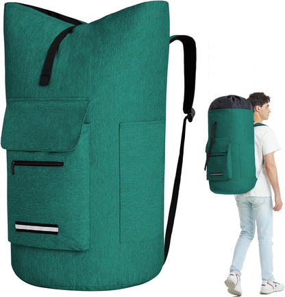 Laundry Bag Extra Large 115L, Laundry Backpack Bag, Laundry Bags Extra Large Heavy Duty, Laundry Bag with Straps, Clothes Hamper Bags with 4 Pockets, College Laundromat Backpack for Dorm Room