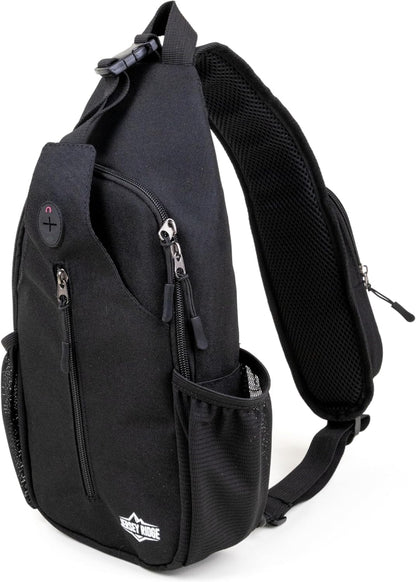 Crossbody Sling Bag Anti-Theft Travel Backpack, Black | Adjustable chest strap carryall daypack for travel, hiking & everyday use with crossbody sling backpack design