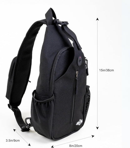 Crossbody Sling Bag Anti-Theft Travel Backpack, Black | Adjustable chest strap carryall daypack for travel, hiking & everyday use with crossbody sling backpack design