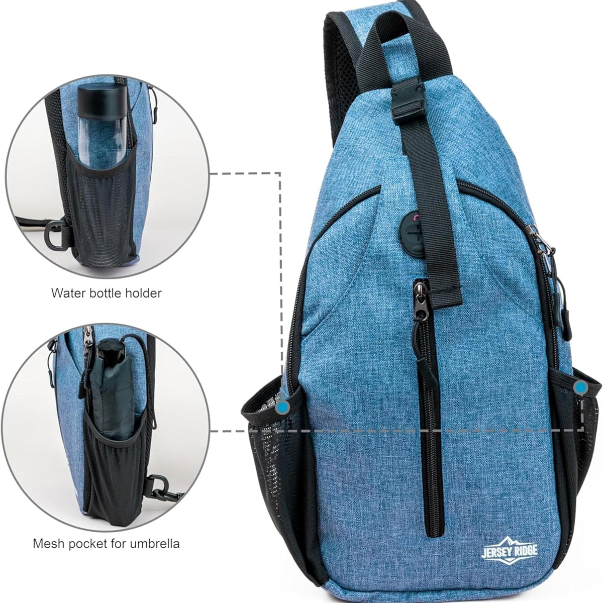 Crossbody Sling Bag Anti-Theft Travel Backpack, Black | Adjustable chest strap carryall daypack for travel, hiking & everyday use with crossbody sling backpack design