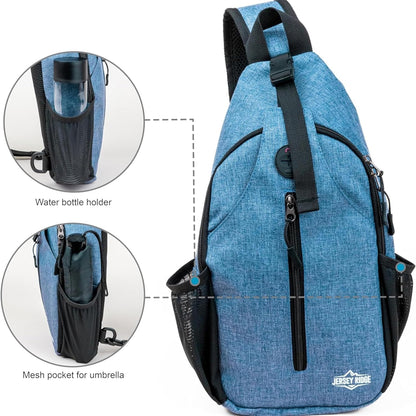 Crossbody Sling Bag Anti-Theft Travel Backpack, Black | Adjustable chest strap carryall daypack for travel, hiking & everyday use with crossbody sling backpack design