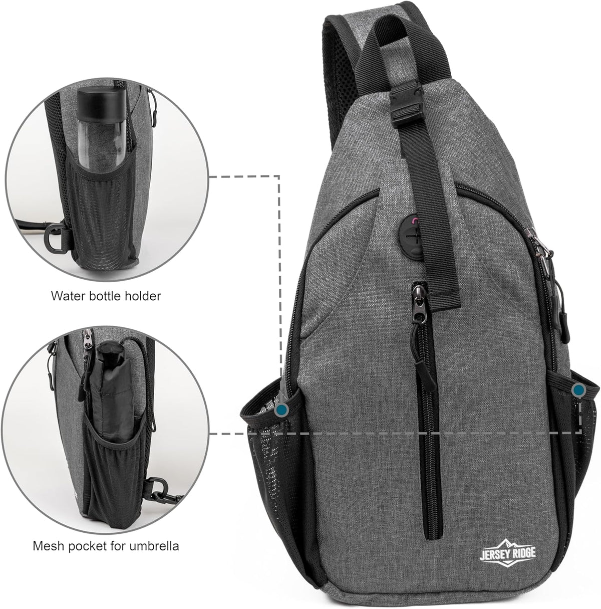 Crossbody Sling Bag Anti-Theft Travel Backpack, Black | Adjustable chest strap carryall daypack for travel, hiking & everyday use with crossbody sling backpack design