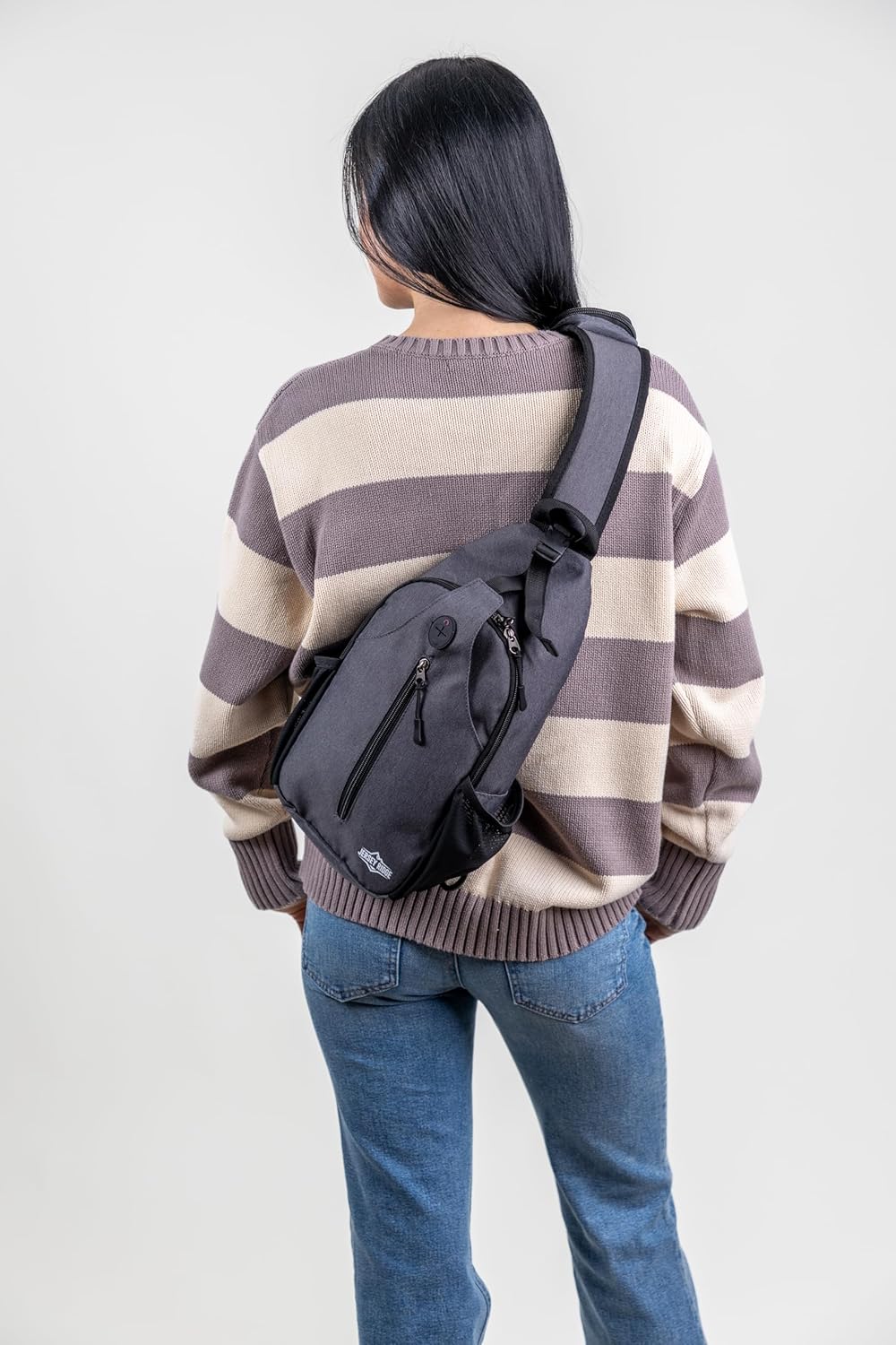 Crossbody Sling Bag Anti-Theft Travel Backpack, Black | Adjustable chest strap carryall daypack for travel, hiking & everyday use with crossbody sling backpack design
