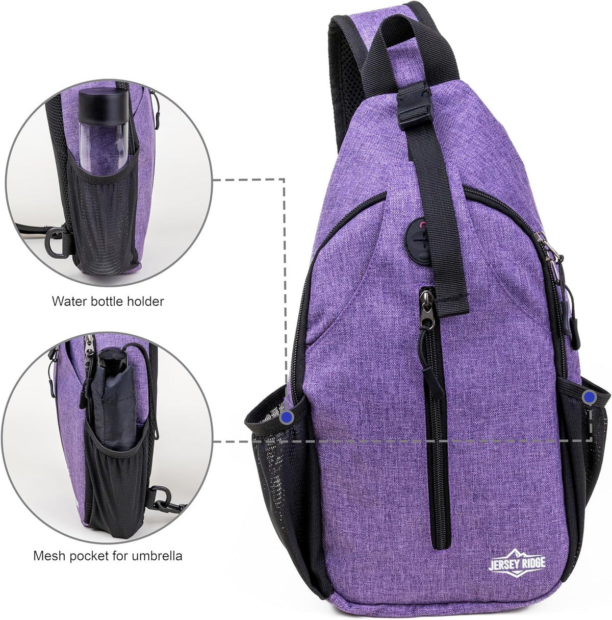 Crossbody Sling Bag Anti-Theft Travel Backpack, Black | Adjustable chest strap carryall daypack for travel, hiking & everyday use with crossbody sling backpack design