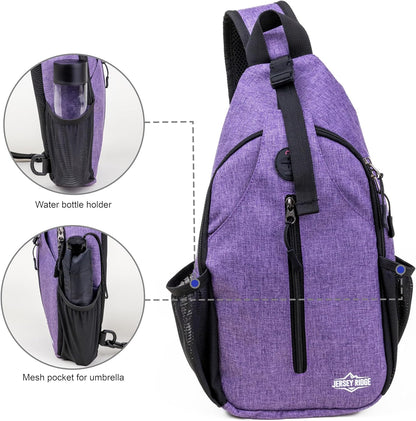 Crossbody Sling Bag Anti-Theft Travel Backpack, Black | Adjustable chest strap carryall daypack for travel, hiking & everyday use with crossbody sling backpack design