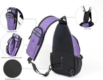Crossbody Sling Bag Anti-Theft Travel Backpack, Black | Adjustable chest strap carryall daypack for travel, hiking & everyday use with crossbody sling backpack design