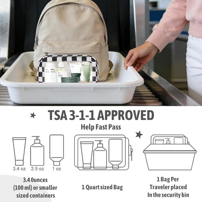 Clear Toiletry Bag,TSA Approved Travel Makeup Pouch with Zipper for Cosmetics and Toiletries，Diaper Bag Organizer Pouch Set,Women's Purse Organizer and Clear Car Bag
