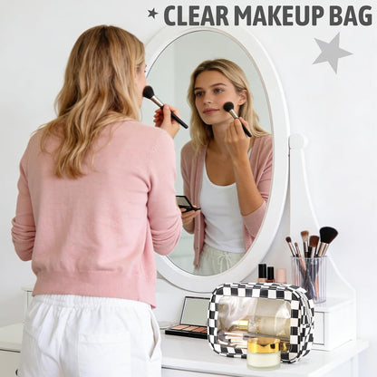 Clear Toiletry Bag,TSA Approved Travel Makeup Pouch with Zipper for Cosmetics and Toiletries，Diaper Bag Organizer Pouch Set,Women's Purse Organizer and Clear Car Bag