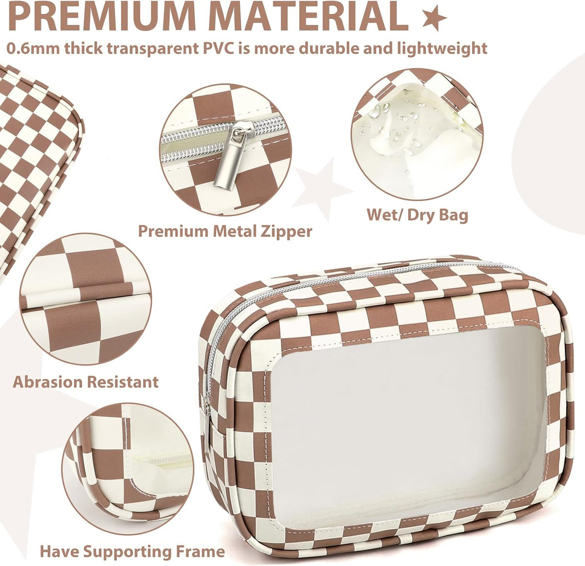 Clear Toiletry Bag,TSA Approved Travel Makeup Pouch with Zipper for Cosmetics and Toiletries，Diaper Bag Organizer Pouch Set,Women's Purse Organizer and Clear Car Bag