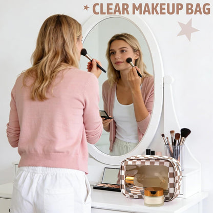 Clear Toiletry Bag,TSA Approved Travel Makeup Pouch with Zipper for Cosmetics and Toiletries，Diaper Bag Organizer Pouch Set,Women's Purse Organizer and Clear Car Bag