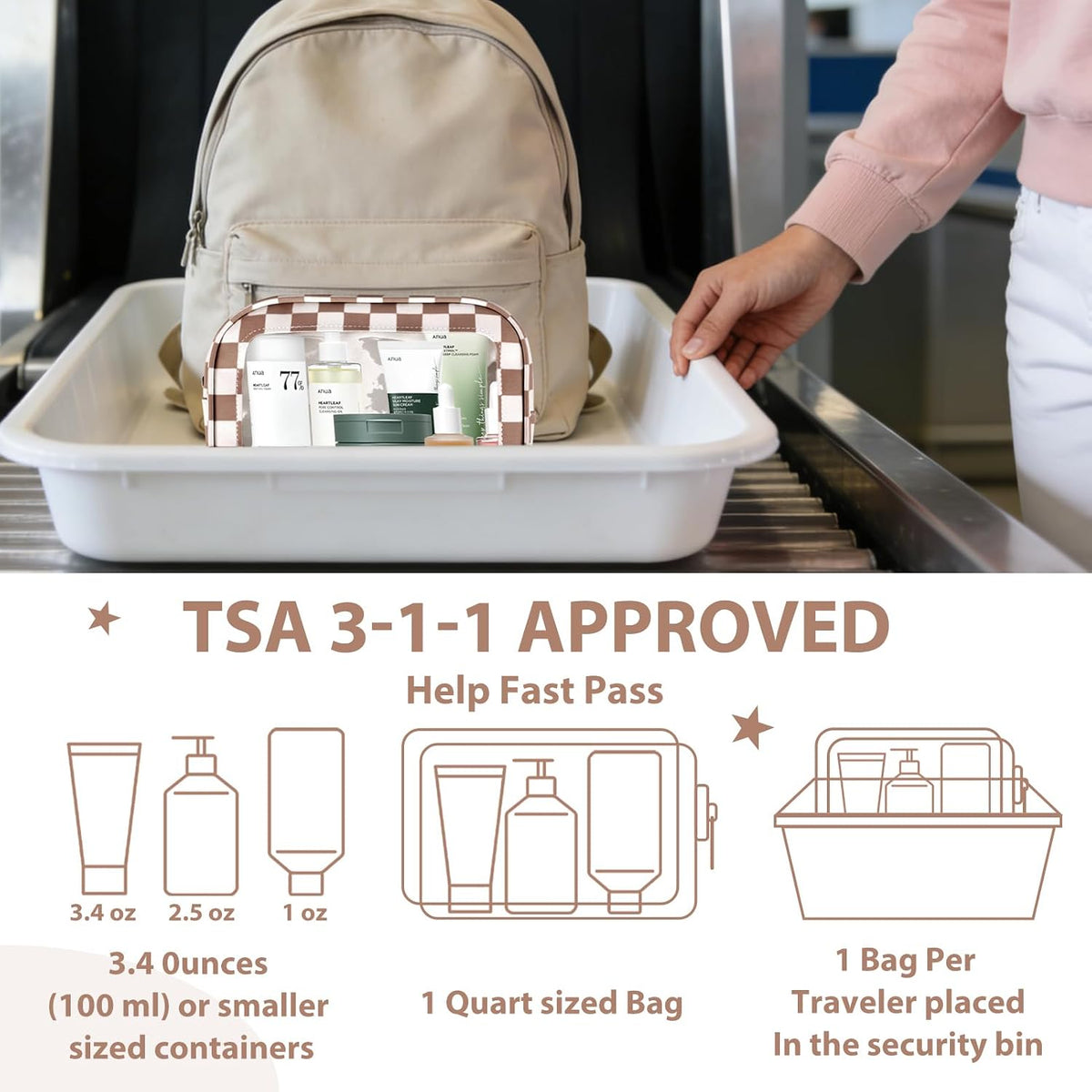 Clear Toiletry Bag,TSA Approved Travel Makeup Pouch with Zipper for Cosmetics and Toiletries，Diaper Bag Organizer Pouch Set,Women's Purse Organizer and Clear Car Bag